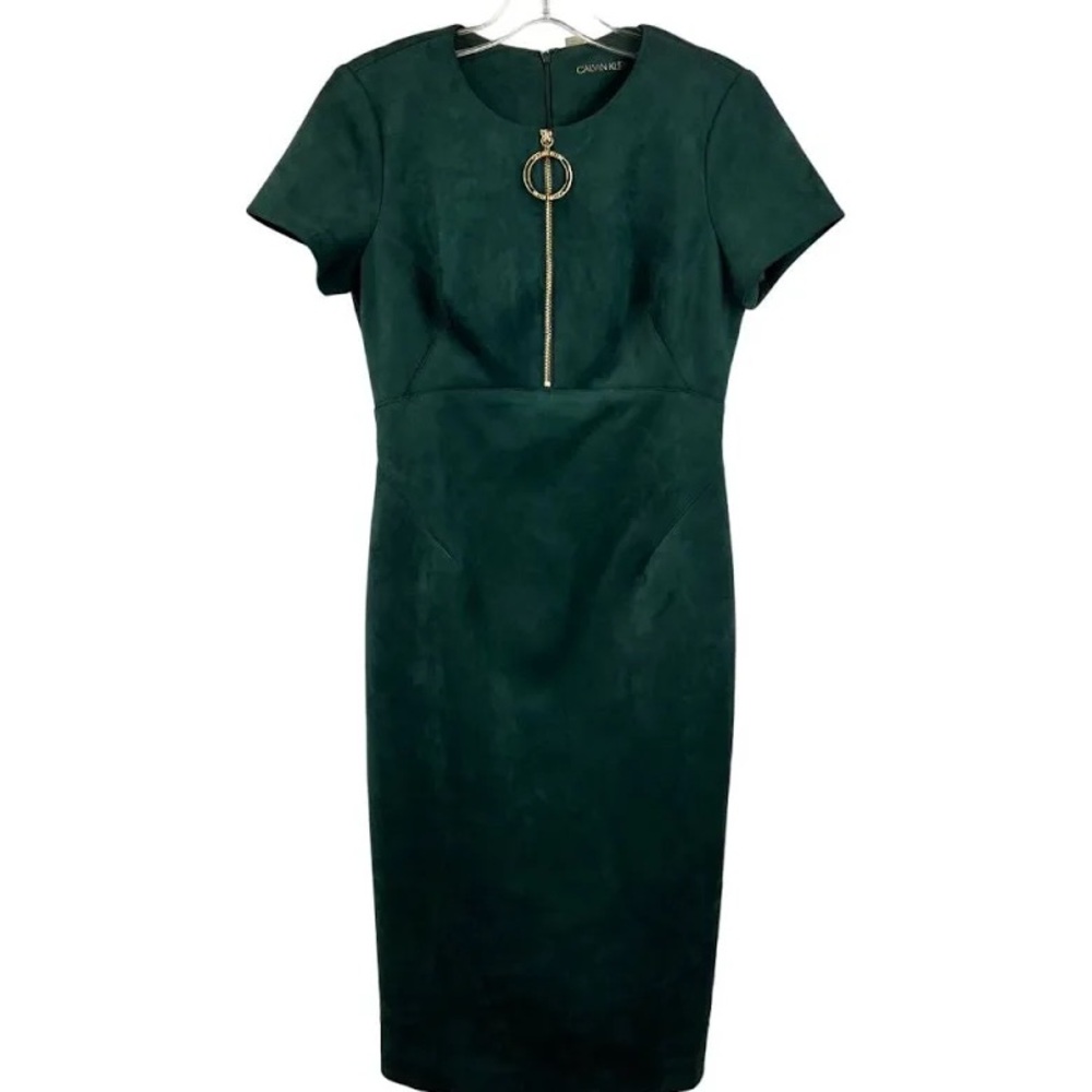 Calvin Klein green velvet midi dress